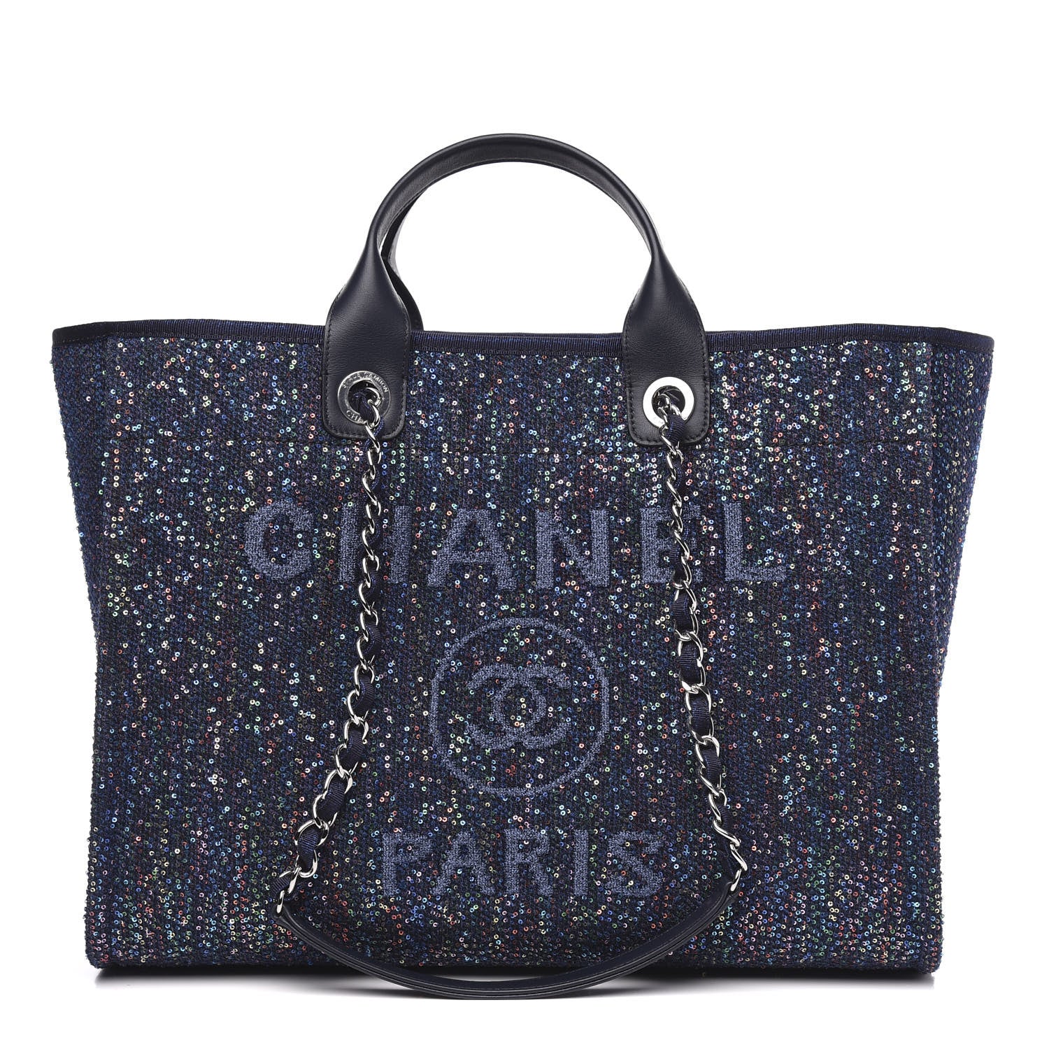Chanel Viscose Sequins Medium Deauville Tote Navy 1 of 11