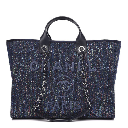 Chanel Viscose Sequins Medium Deauville Tote Navy 1 of 11