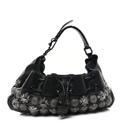 Burberry Calfskin Mason Warrior Studded Hobo Black 1 of 14