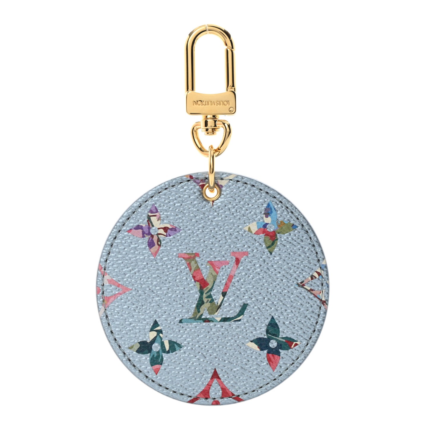 Metallic Monogram LV Garden Illustre Bag Charm Key Ring Blue