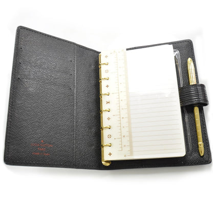 Louis Vuitton Epi Small Ring Agenda Notepad Pen Black 5 of 8