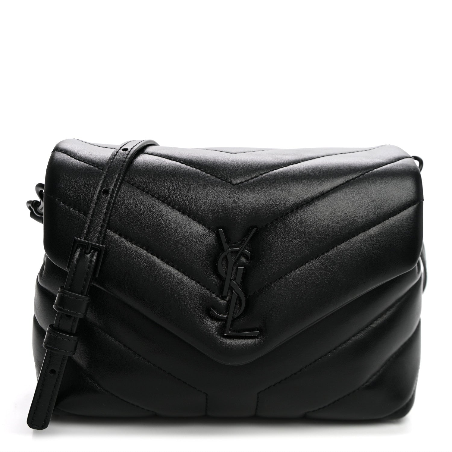 Saint Laurent Calfskin Y Quilted Monogram Monochrome Toy Loulou Crossbody Bag Black 1 of 8