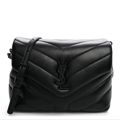 Saint Laurent Calfskin Y Quilted Monogram Monochrome Toy Loulou Crossbody Bag Black 1 of 8