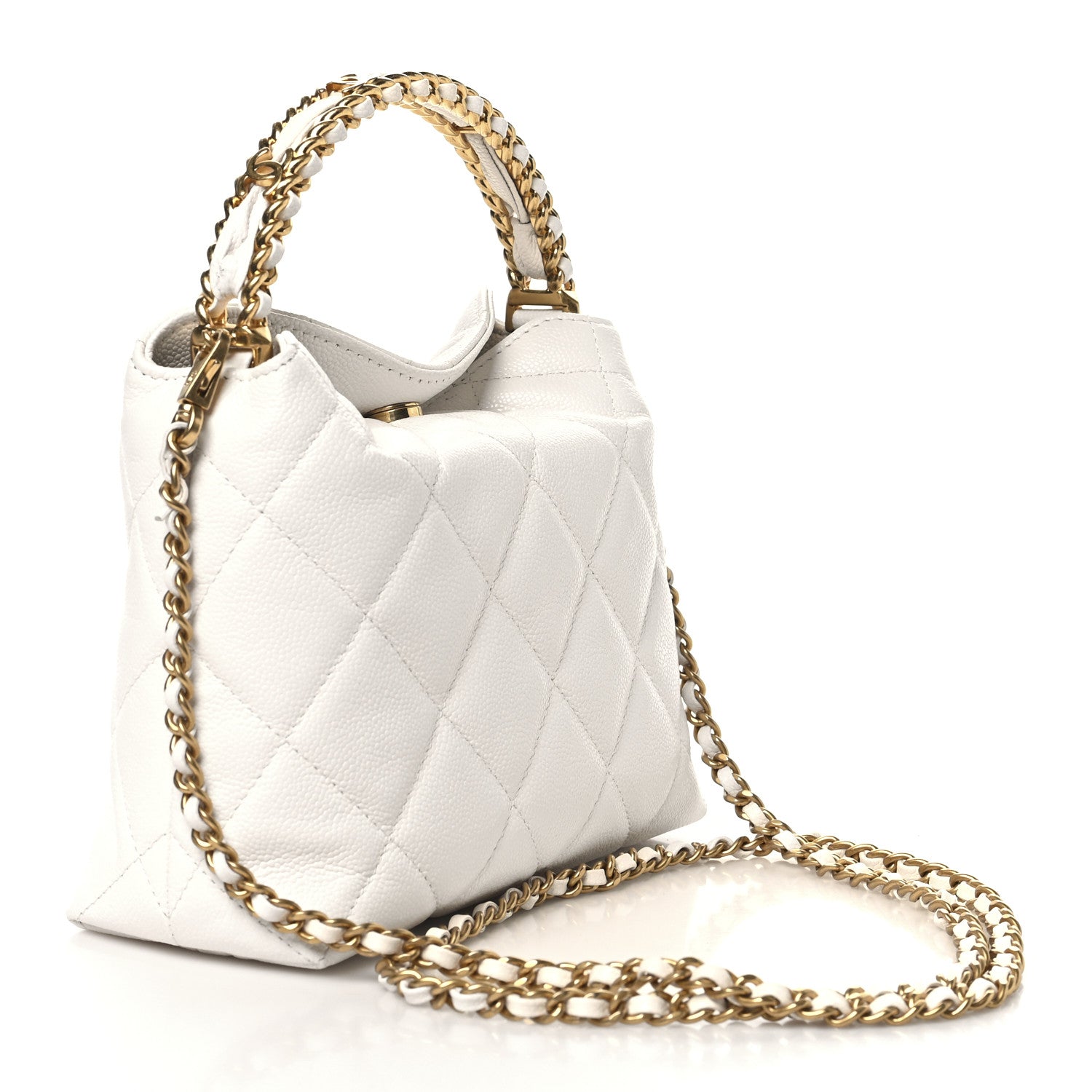 Chanel Caviar Quilted Chanel Way Clutch With Chain White 2 of 11