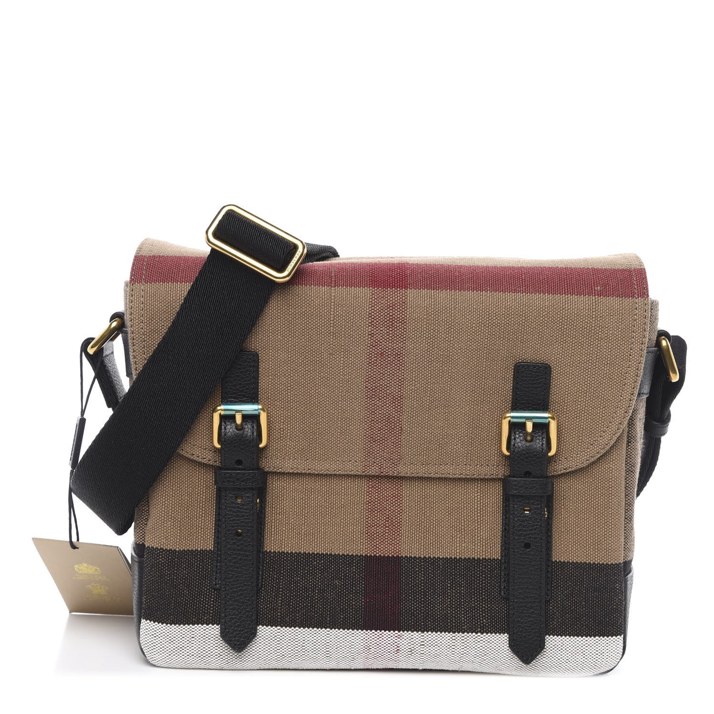 Canvas Mega Check Large Baildon Messenger Bag Black