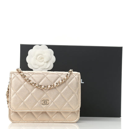Chanel Metallic Lambskin Quilted Mini Wallet On Chain WOC Gold 11 of 11