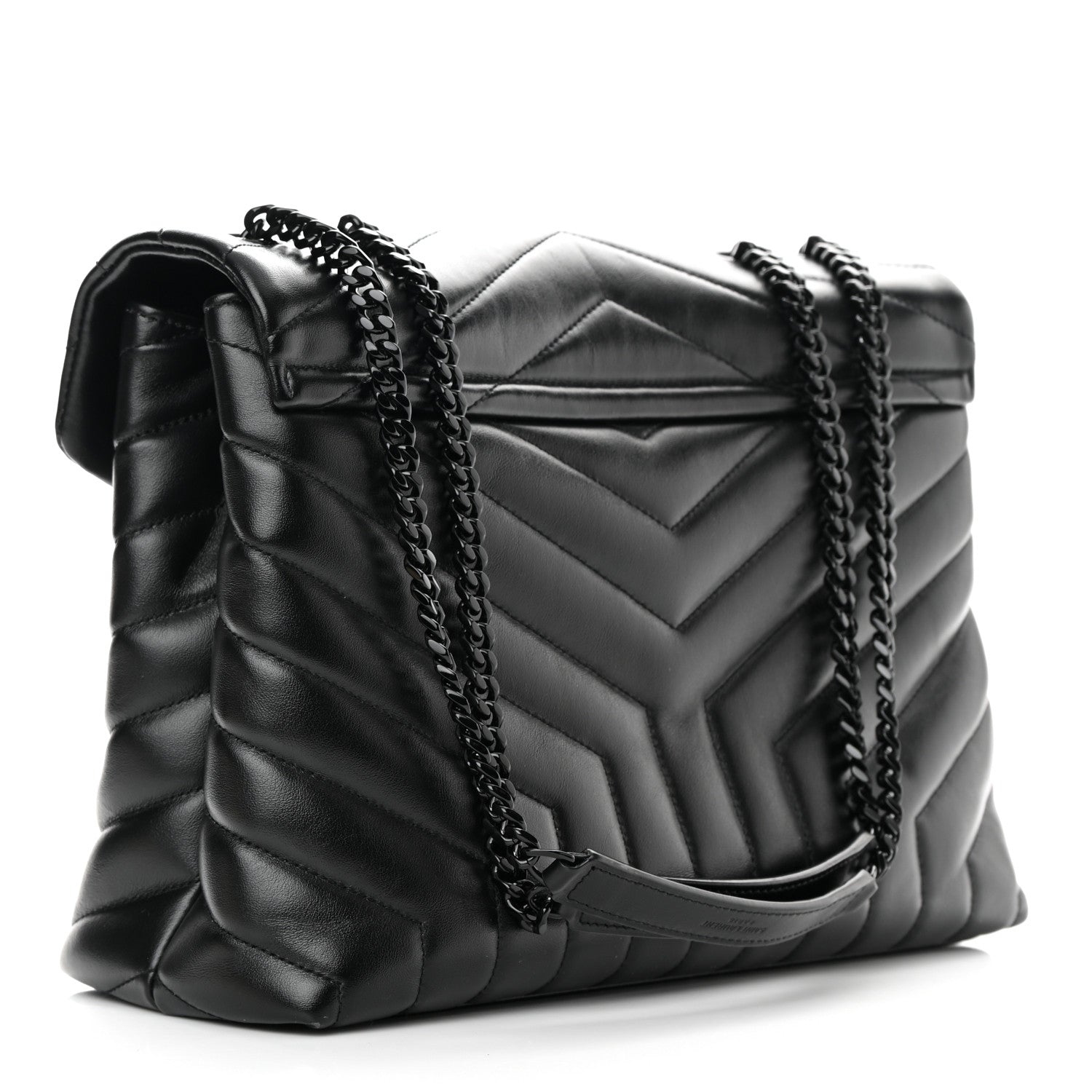 Saint Laurent Calfskin Y Quilted Monogram Monochrome Medium Loulou Chain Satchel Black 3 of 10