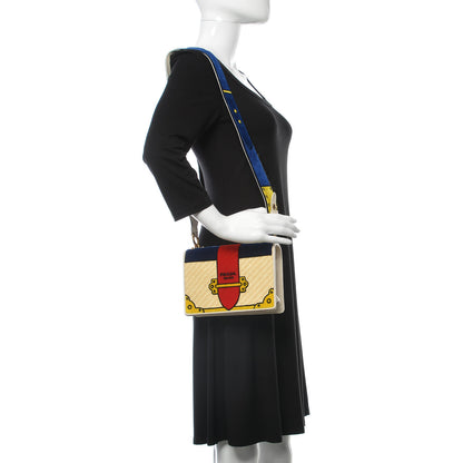 Prada Velvet Straw Cahier Shoulder Bag Naturale Talco 2 of 6