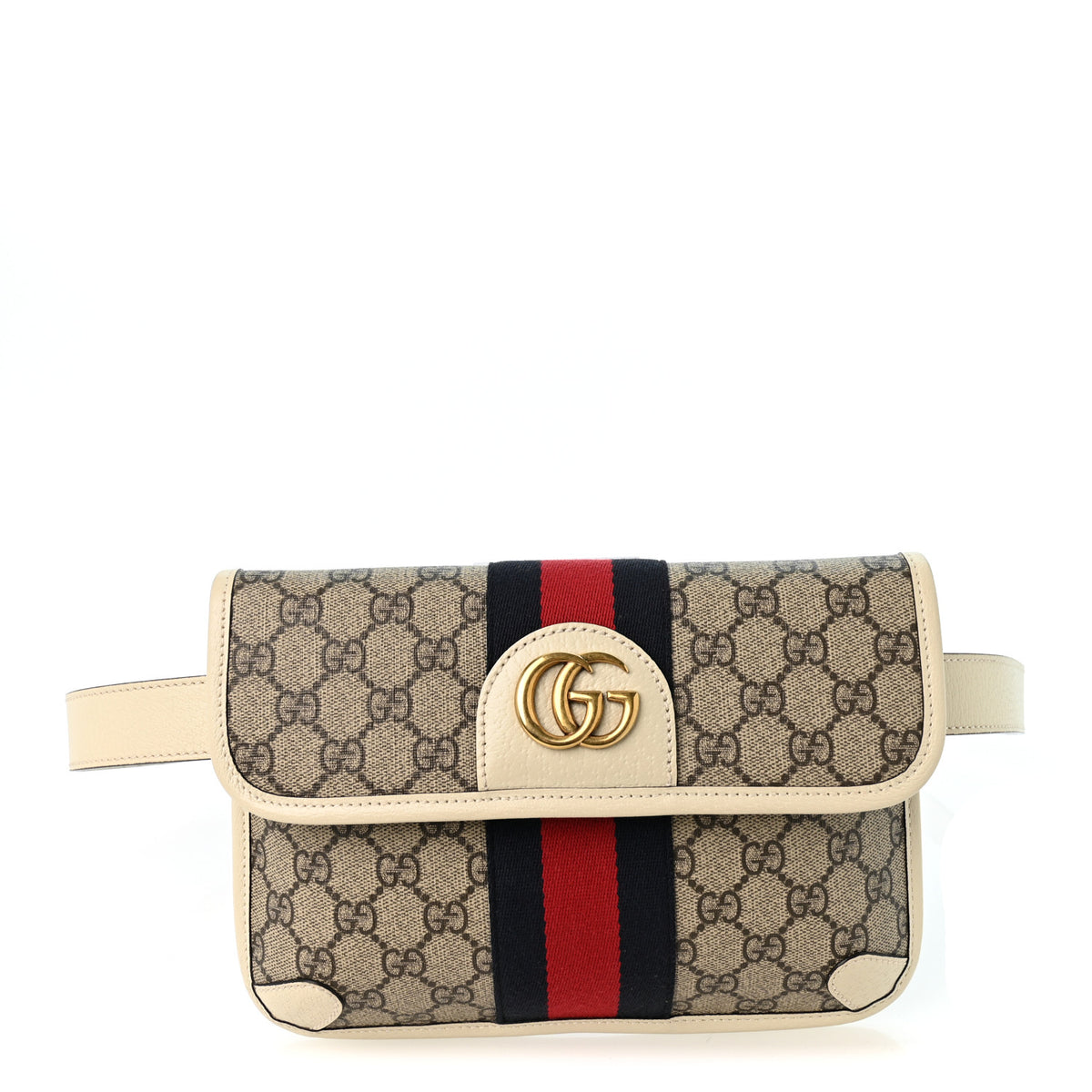 Gucci GG Supreme Monogram Web Small Ophidia Belt Bag 110 44 Beige Ebony White 1 of 9