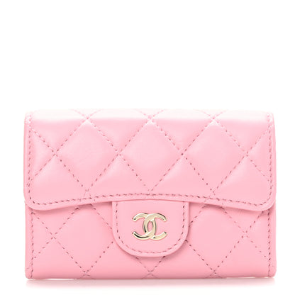 Chanel Lambskin Quilted Flap Card Holder Wallet Pink 1 of 8