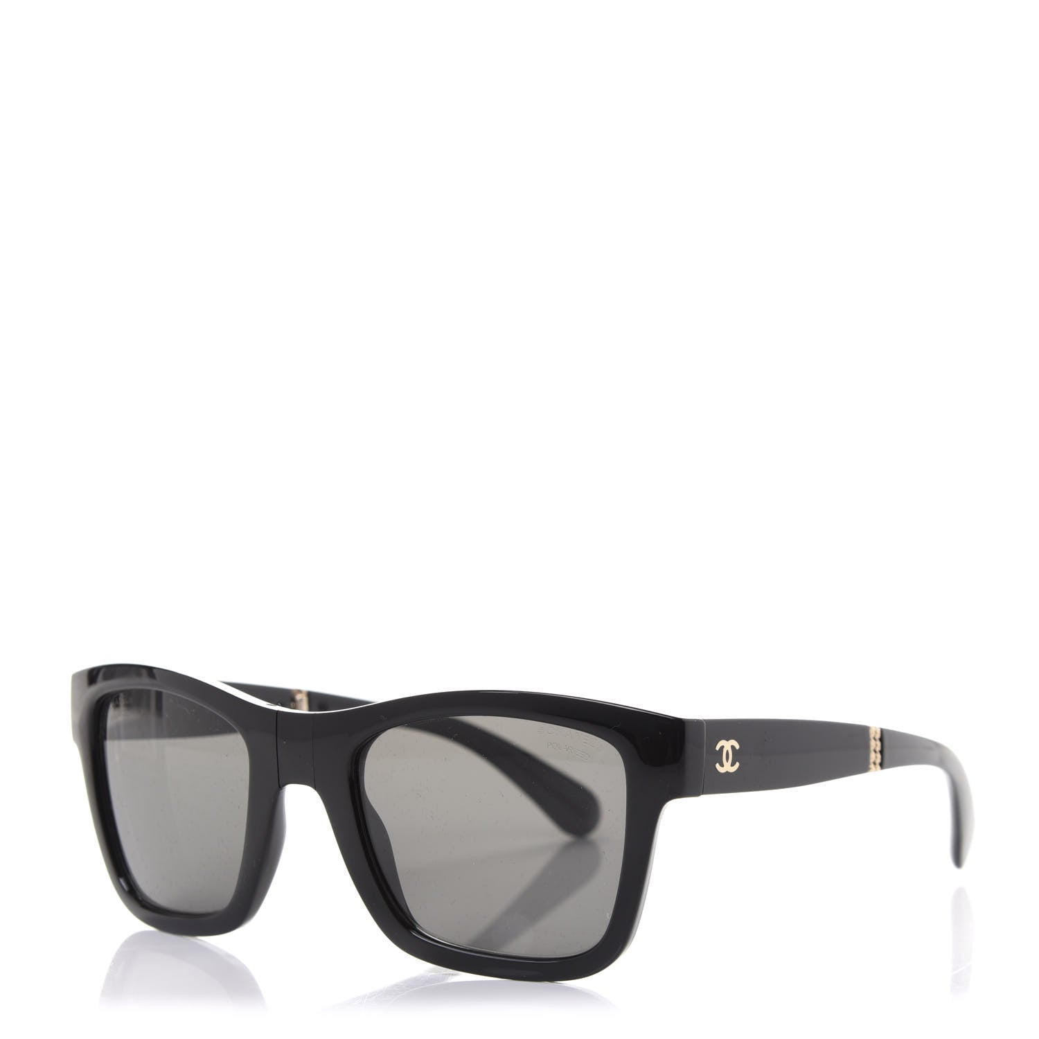 Chanel Acetate Metal Polarized Square Folding Sunglasses 6053 Black Black 1 of 9