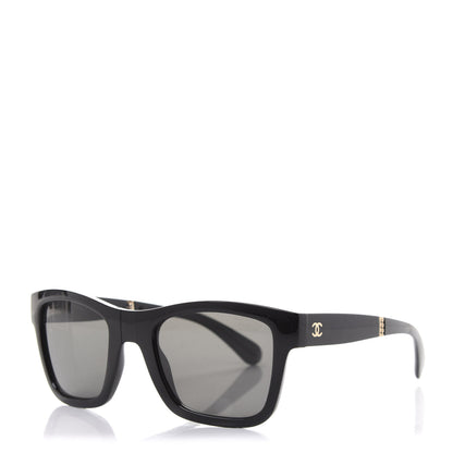Chanel Acetate Metal Polarized Square Folding Sunglasses 6053 Black Black 1 of 9