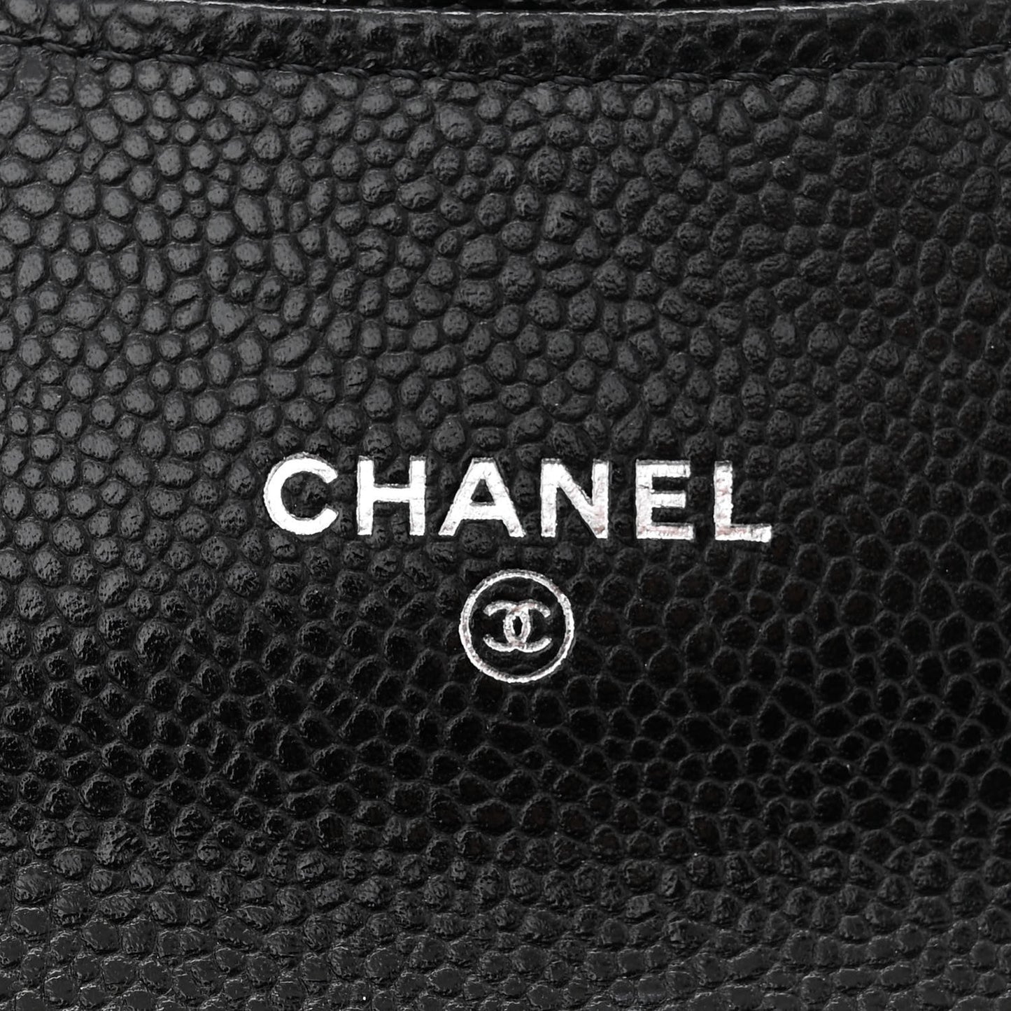 Caviar Quilted Flap Card Holder On Chain Black