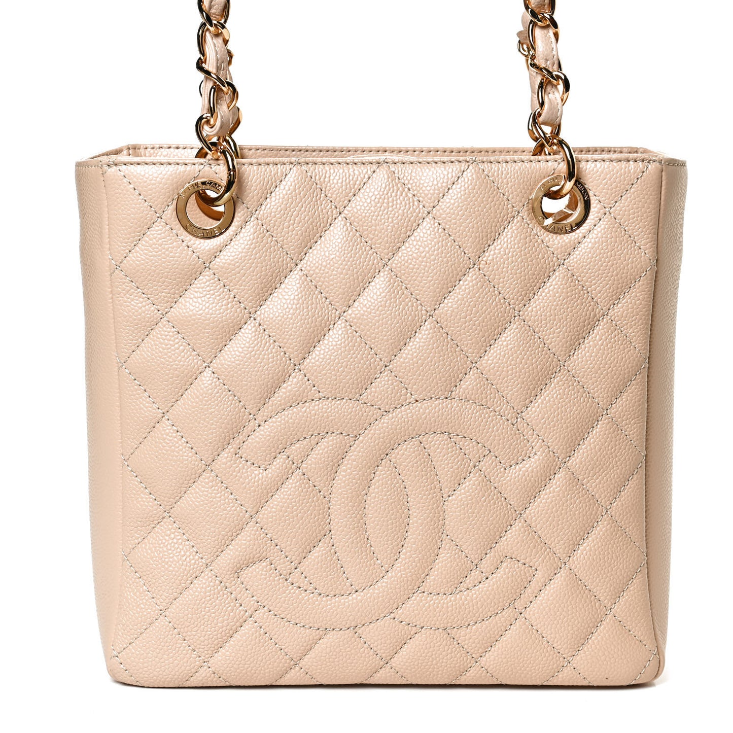 Caviar Quilted Petit Shopping Tote PST Beige