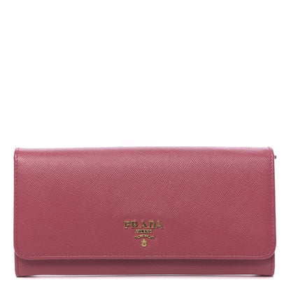 Prada Saffiano Metal Continental Flap Wallet Peonia 1 of 10
