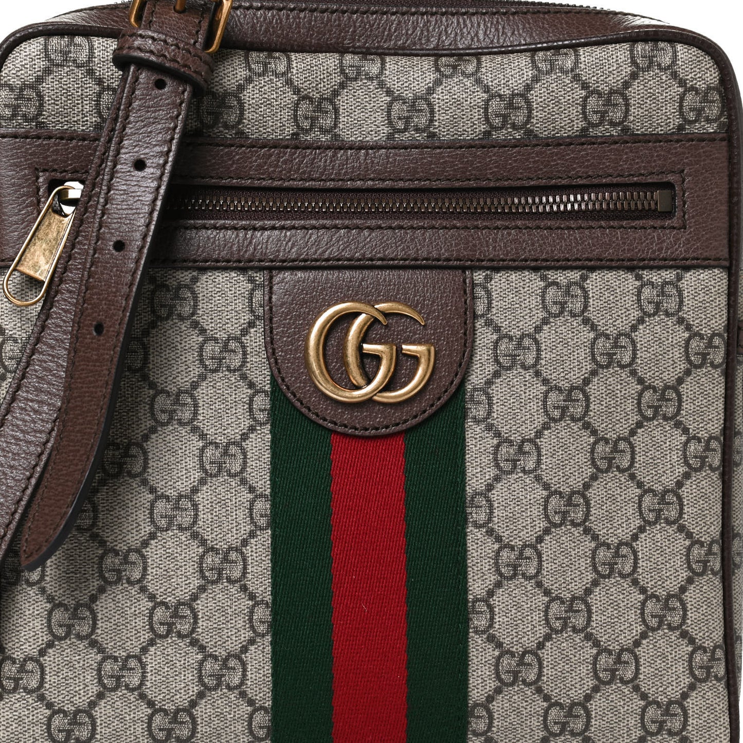 GG Supreme Monogram Web Small Ophidia Messenger Bag Brown