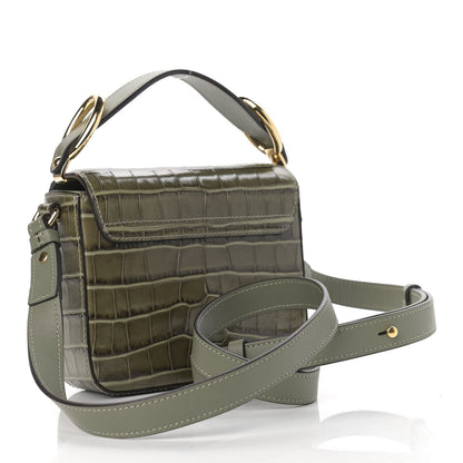 Chloe Calfskin Crocodile Embossed Mini C Double Carry Misty Forest 3 of 10