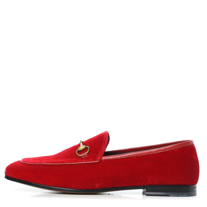 Gucci Velvet Horsebit Womens Jordaan Loafers 38.5 Hibiscus Red 1 of 9