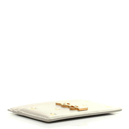 Saint Laurent Calfskin Star Print Card Case White 4 of 6