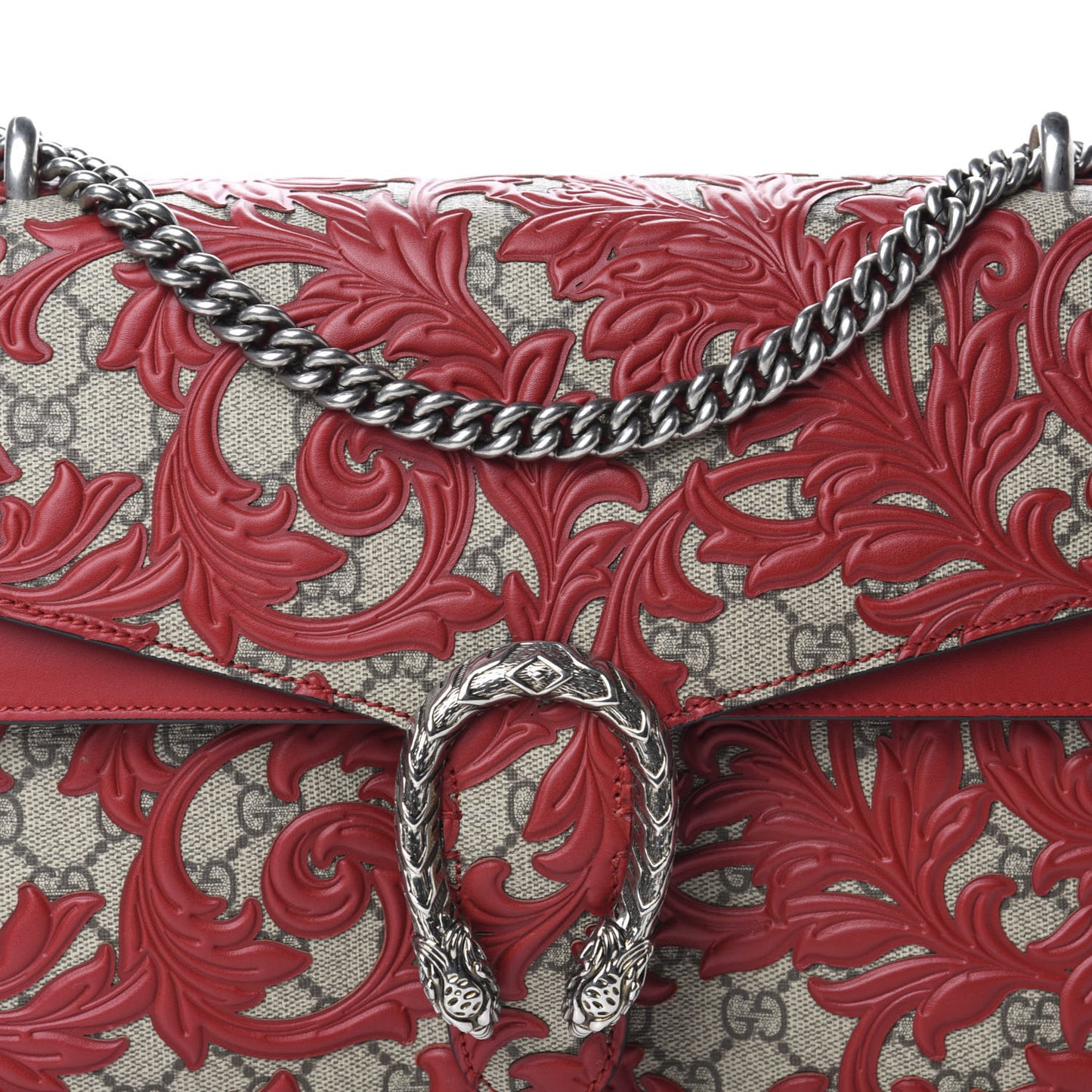 GG Supreme Monogram Arabesque Medium Dionysus Shoulder Bag Hibiscus Red