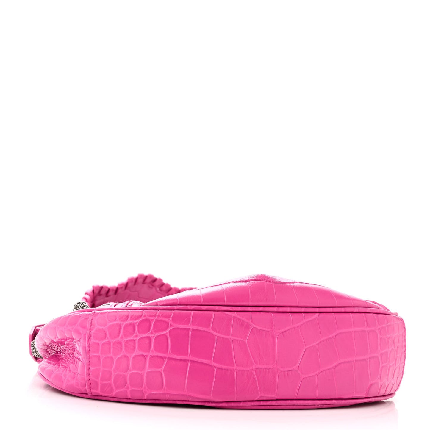 Extra Supple Calfskin Crocodile Embossed XS Le Cagole Shoulder Bag Lipstick Pink
