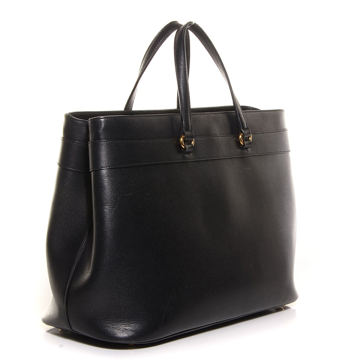 Textured Calfskin Large Bright Bit Tote Black
