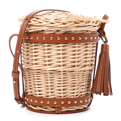 Celine Wicker Calfskin Mini Panier Bucket Bag Natural Tan 1 of 11