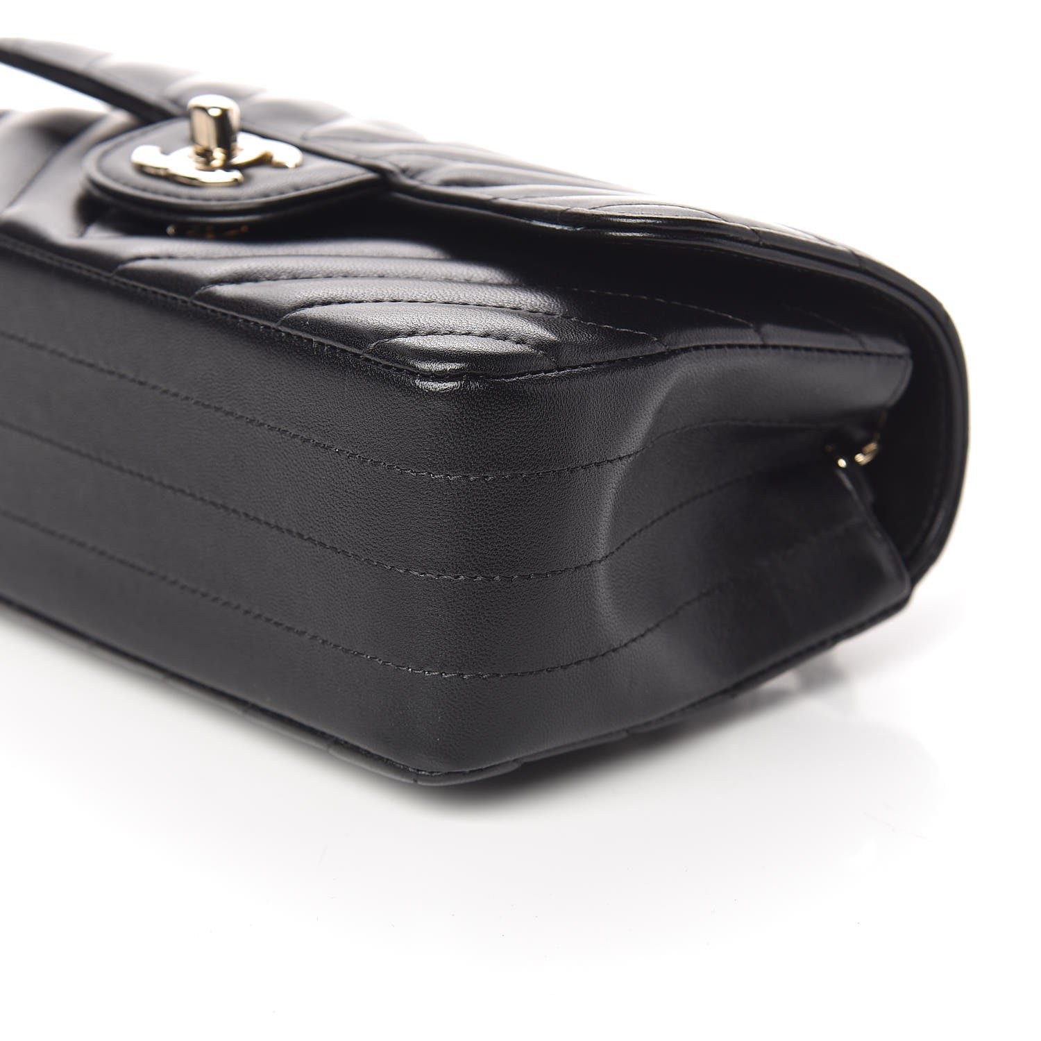 Chanel Lambskin Chevron Quilted Mini Rectangular Flap Black 6 of 10