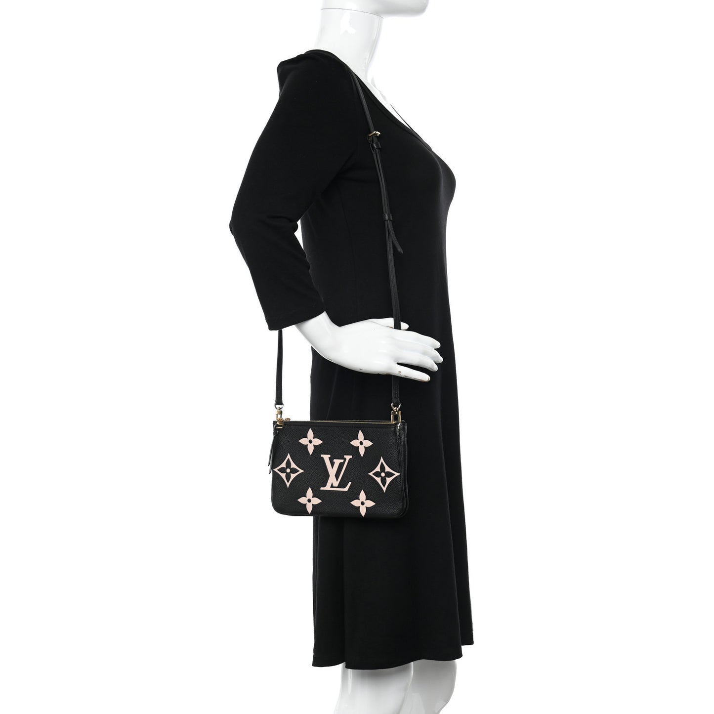 Empreinte Monogram Giant Double Zip Pochette Black Cream