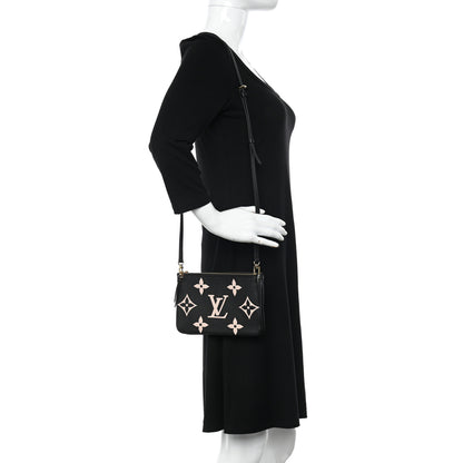 Louis Vuitton Empreinte Monogram Giant Double Zip Pochette Black Cream 2 of 11