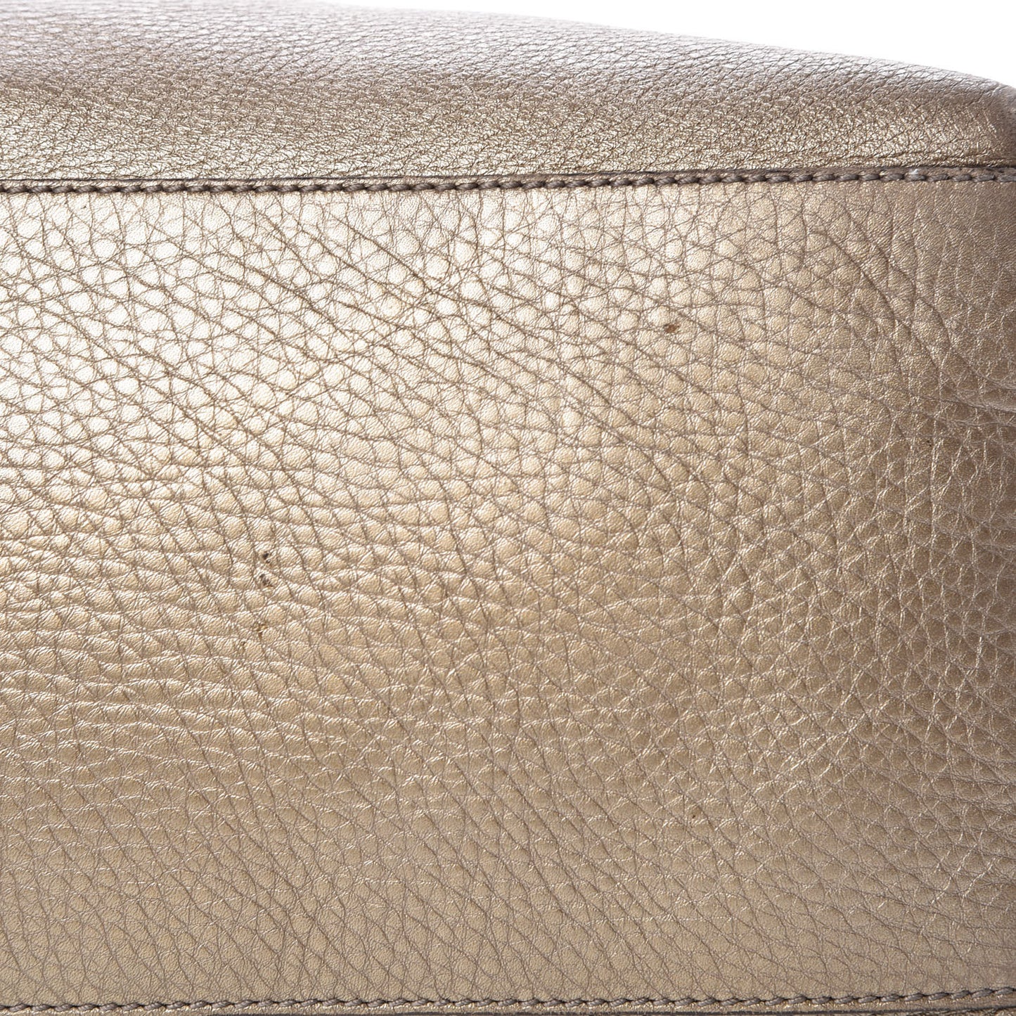 Metallic Pebbled Calfskin Medium Soho Chain Shoulder Bag Golden Beige