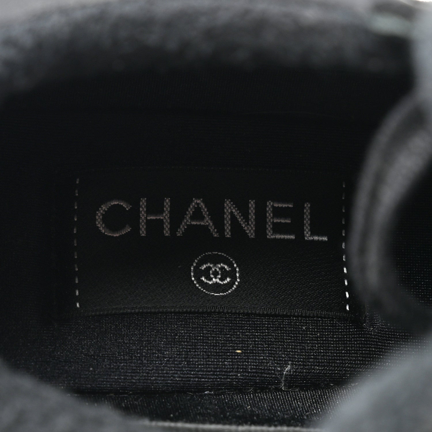 Chanel Fabric Calfskin Suede CC Sneakers 37.5 Black 7 of 8