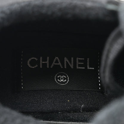 Chanel Fabric Calfskin Suede CC Sneakers 37.5 Black 7 of 8