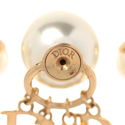 Christian Dior Pearl Crystal Tribal Logo Charms Earrings Gold 8 of 8