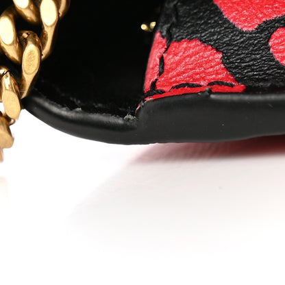 Saint Laurent Calfskin Monogram Tropical Print Chain Card Case Red Black 14 of 14