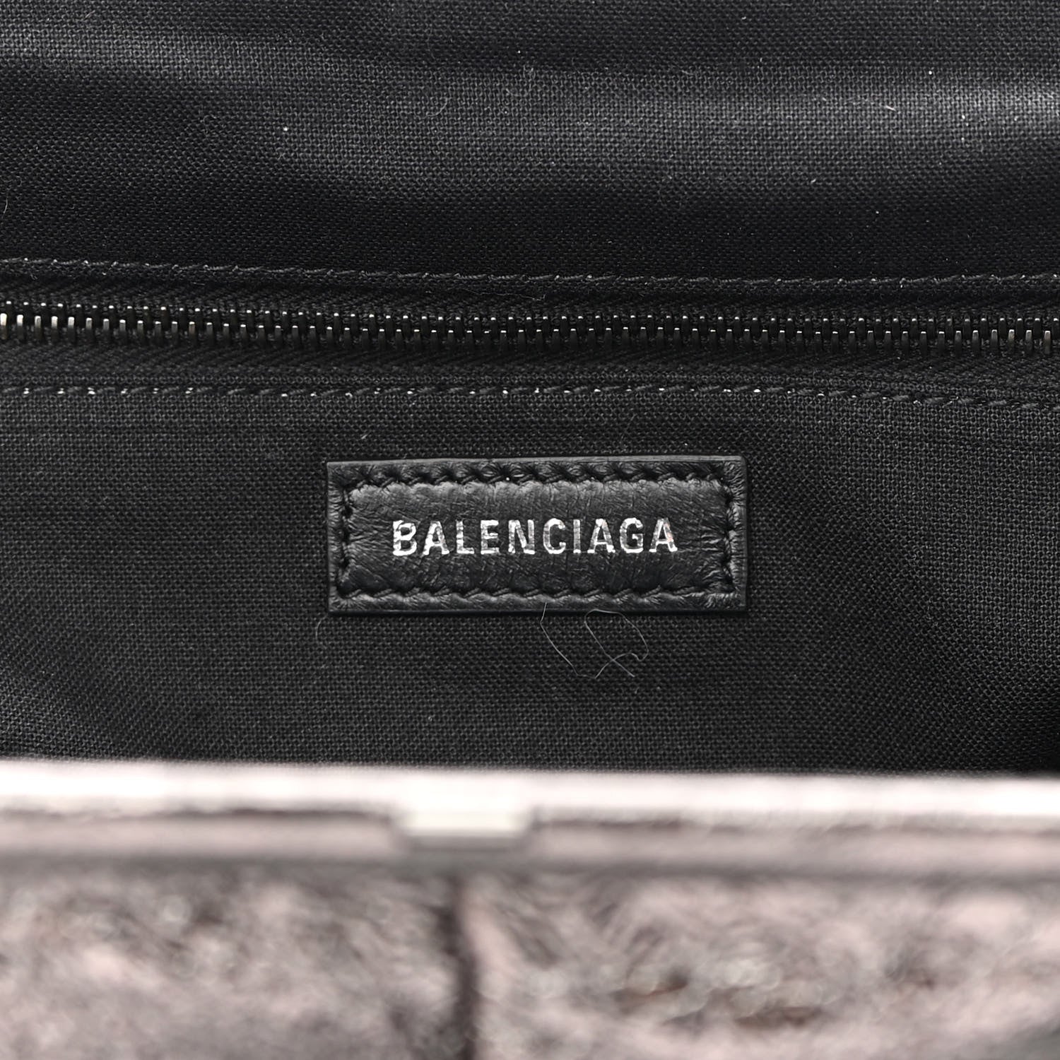Balenciaga Metallic Textured Calfskin Logo XL Cloud Clutch Black 6 of 9