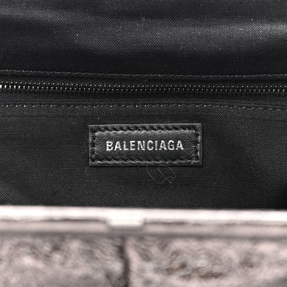 Balenciaga Metallic Textured Calfskin Logo XL Cloud Clutch Black 6 of 9