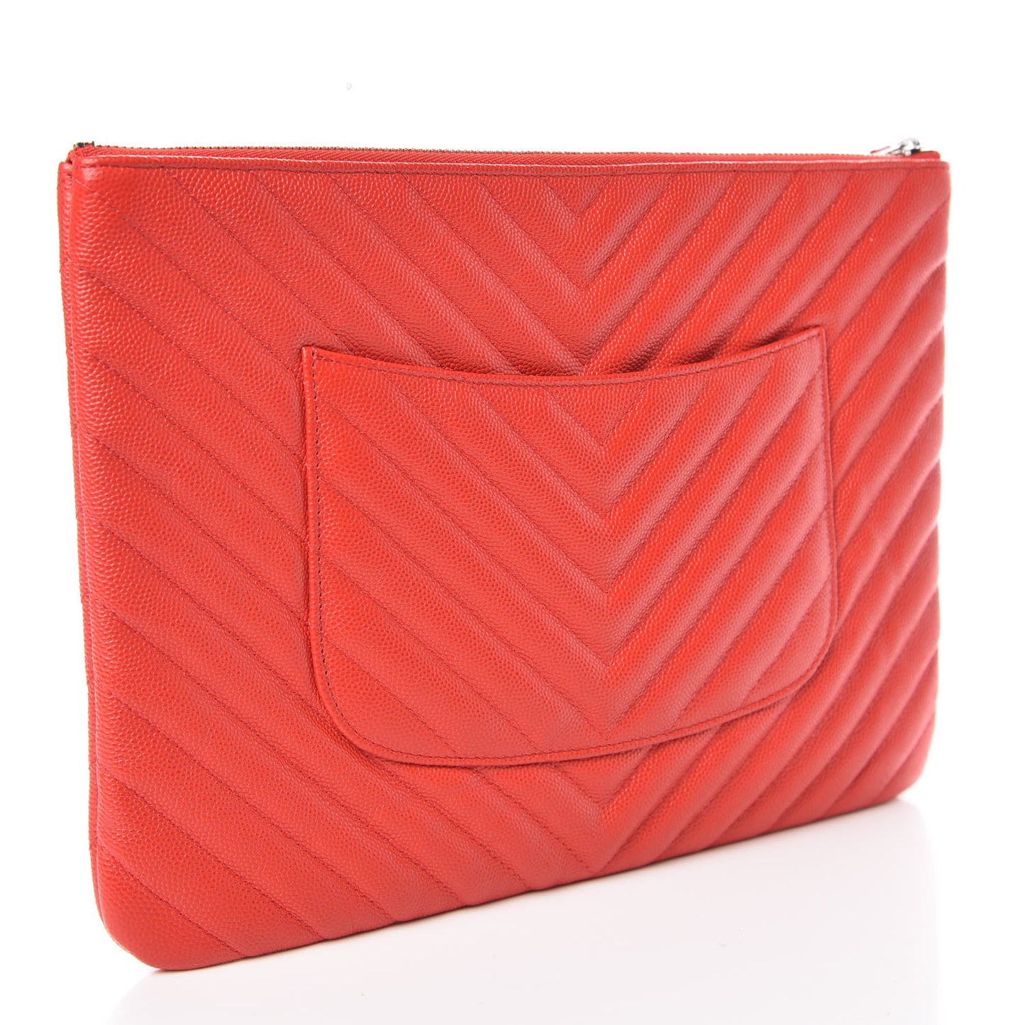 Caviar Chevron Quilted Medium Cosmetic Case Red