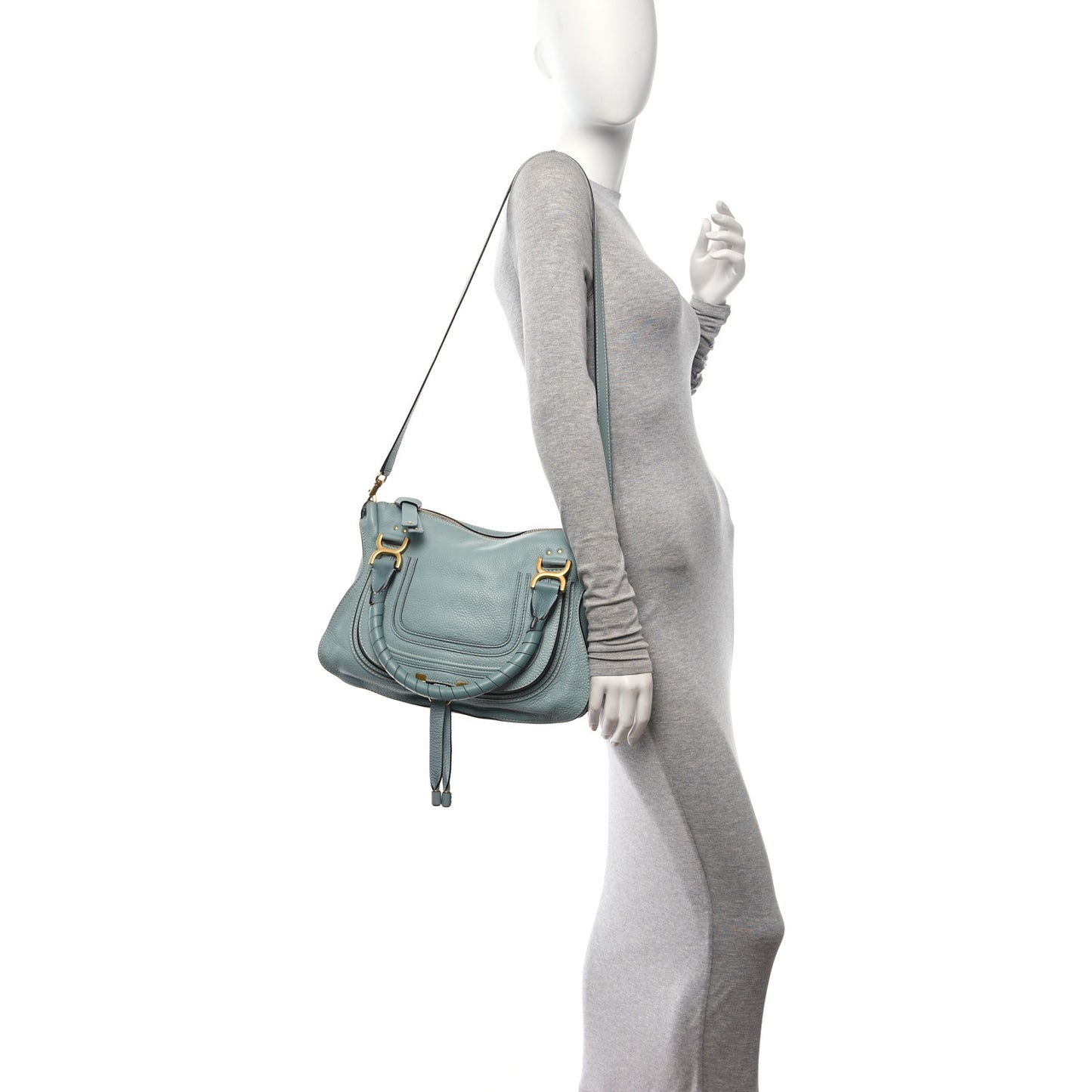 Calfskin Medium Marcie Satchel Faded Blue