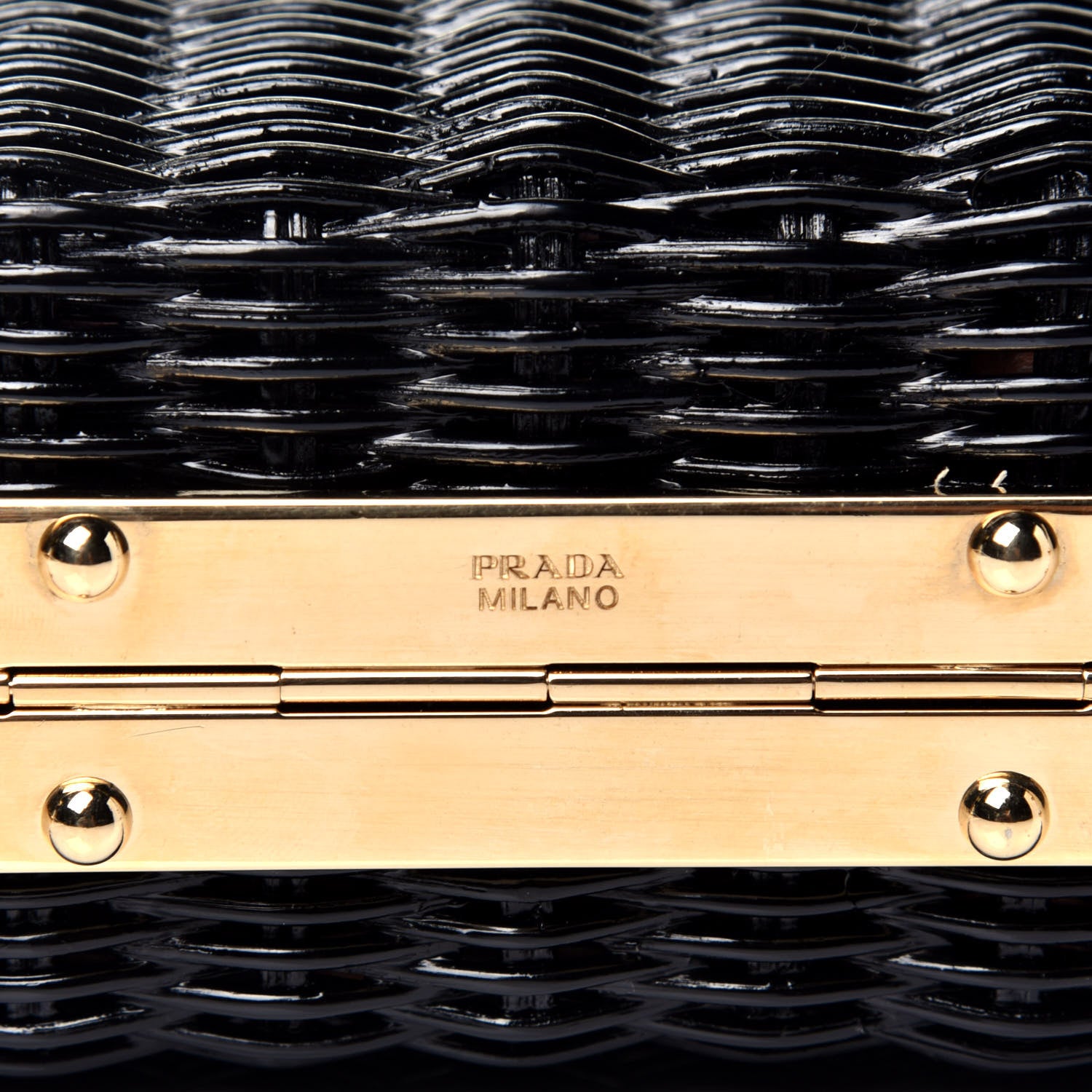 Prada Wicker Triangle Crossbody Clutch Black Petalo 11 of 11
