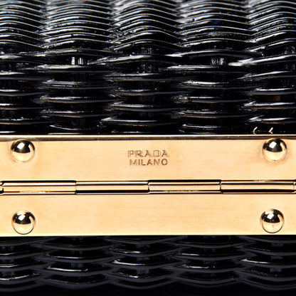 Prada Wicker Triangle Crossbody Clutch Black Petalo 11 of 11