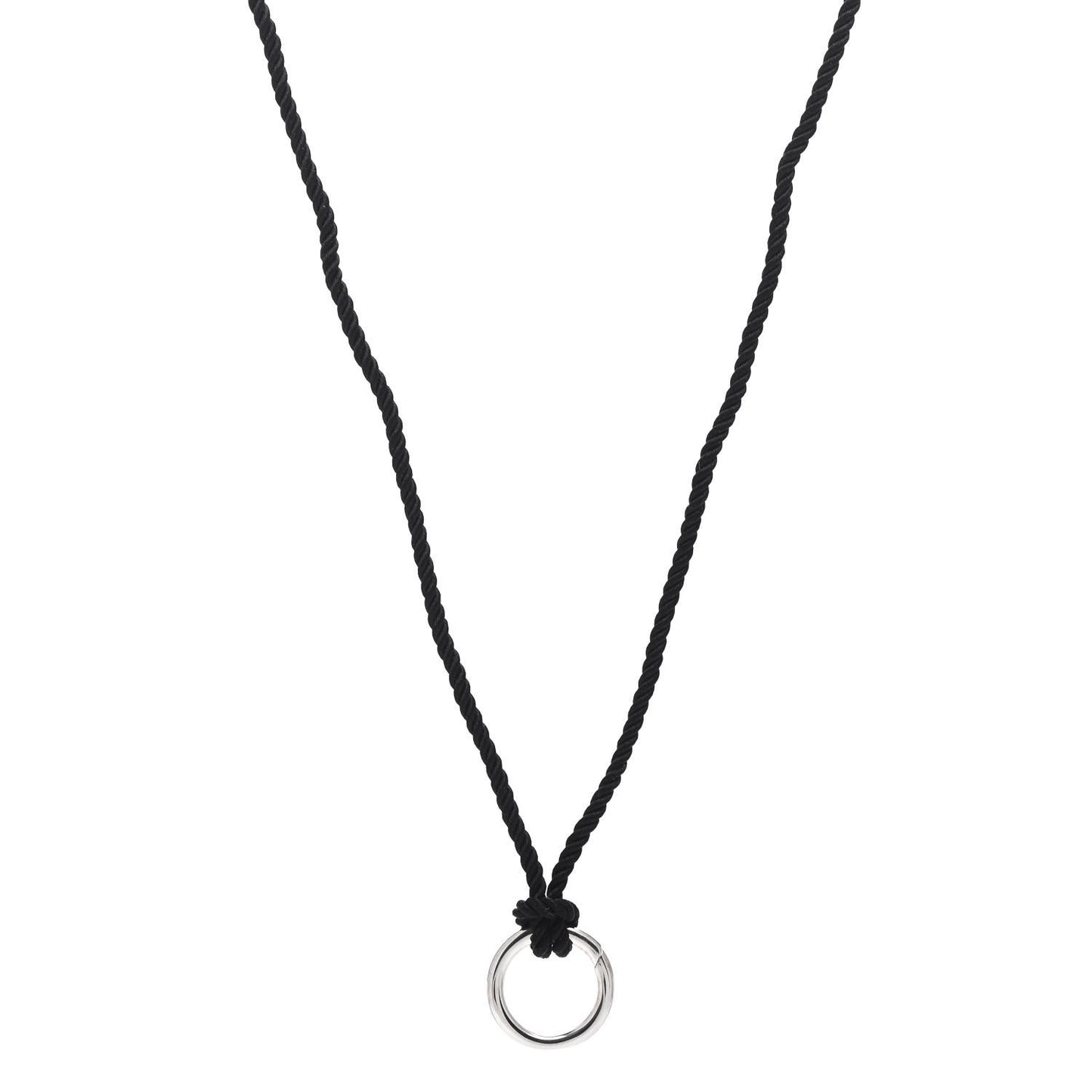 Sterling Silver Circle Clasp Cord Necklace Black