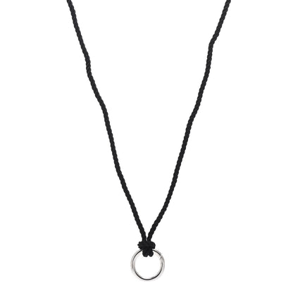 Tiffany Sterling Silver Circle Clasp Cord Necklace Black 1 of 5
