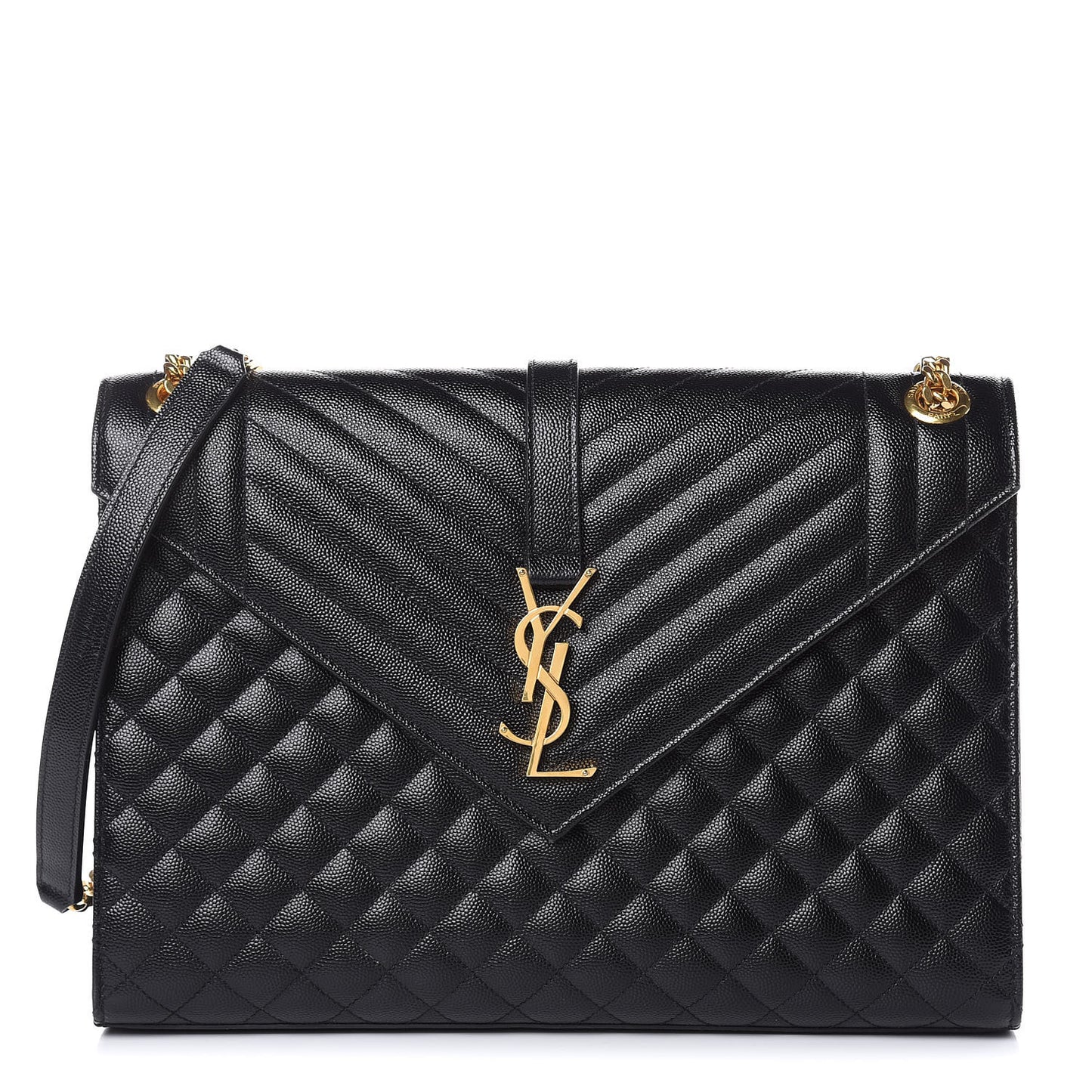 Grain De Poudre Textured Mixed Matelasse Large Triquilt Monogram Satchel Black