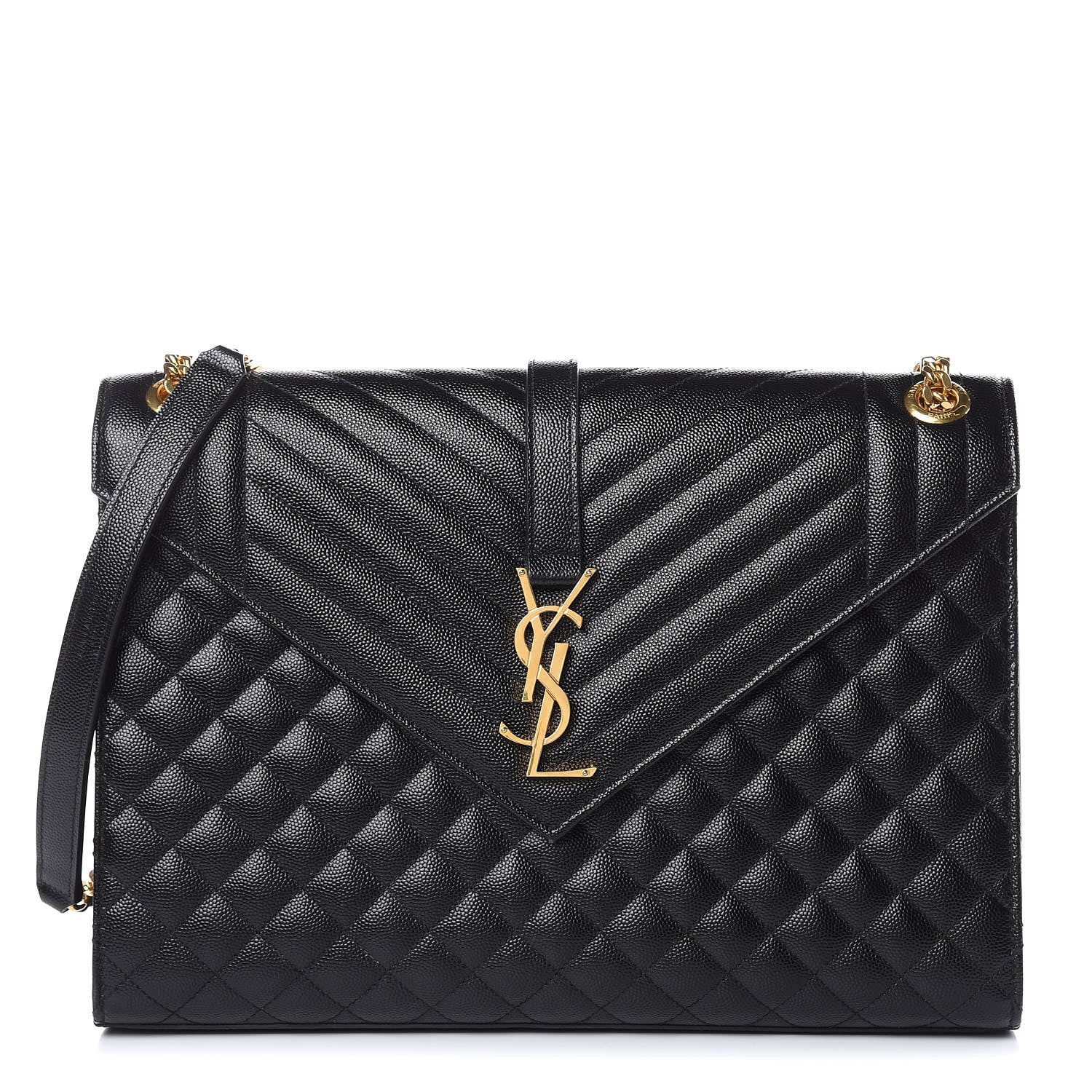 Saint Laurent Grain De Poudre Textured Mixed Matelasse Large Triquilt Monogram Satchel Black 1 of 9