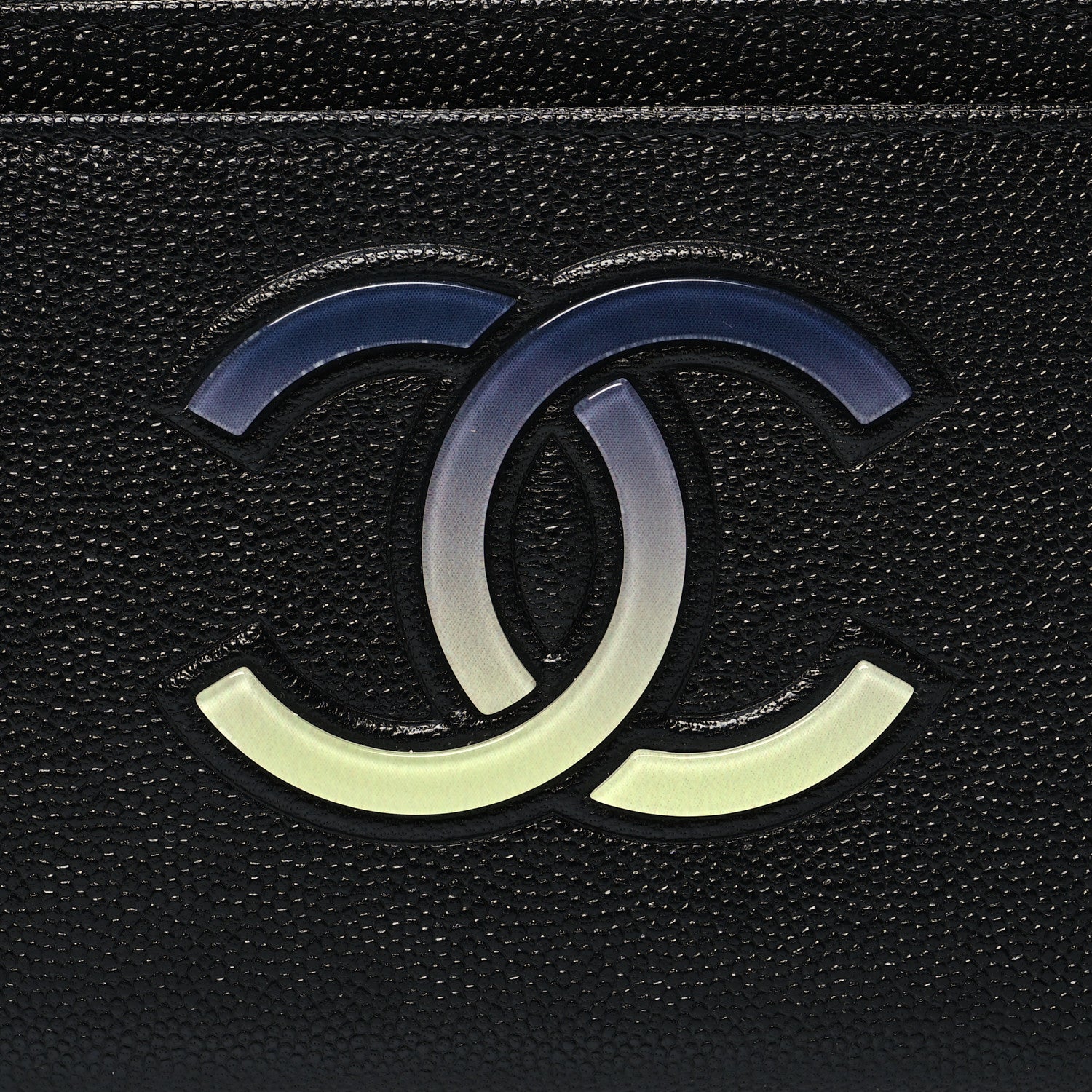 Chanel Caviar CC Classic Zip Pouch Black Blue Green 8 of 10