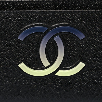 Chanel Caviar CC Classic Zip Pouch Black Blue Green 8 of 10