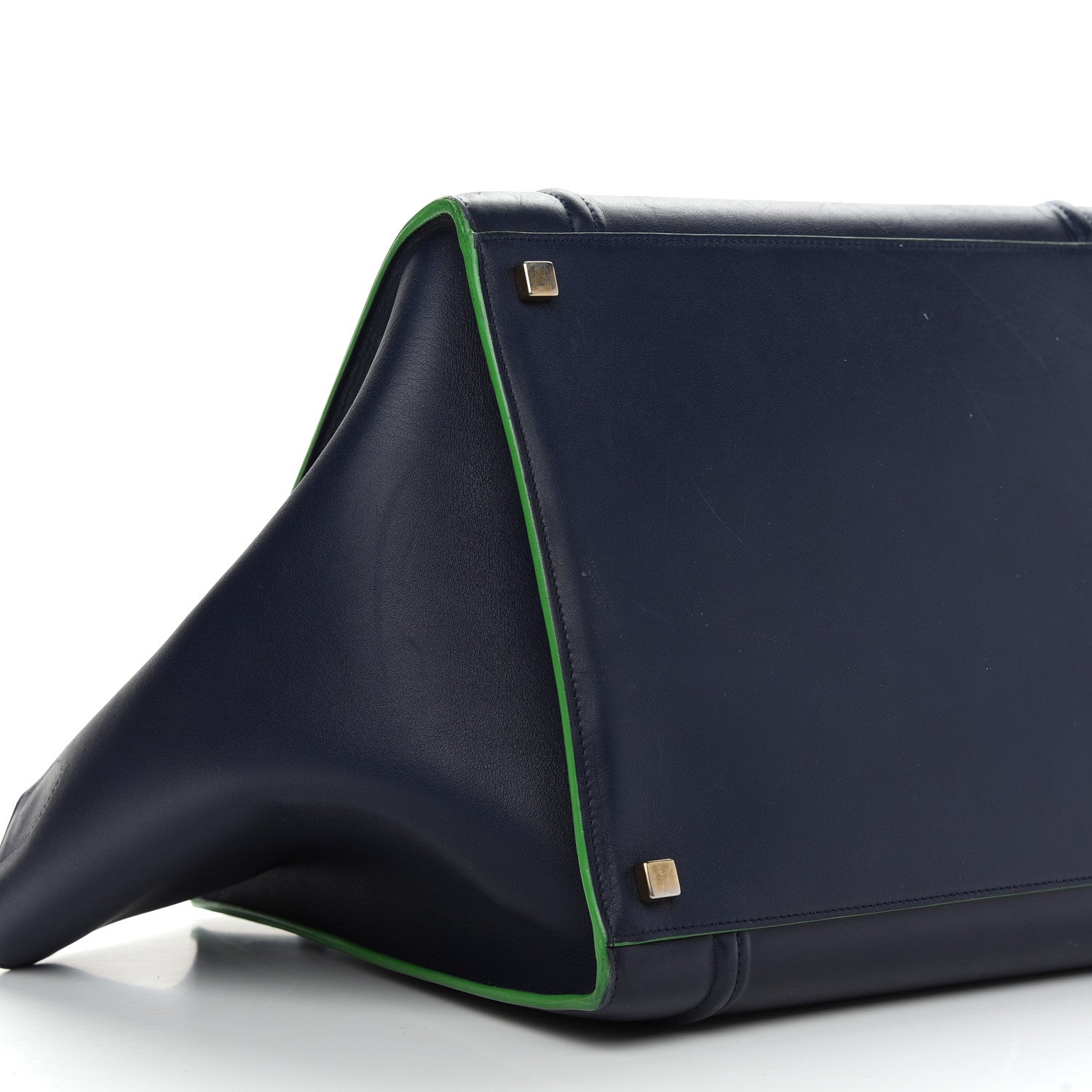 Celine Supple Calfskin Medium Phantom Luggage Navy Blue Green Trim 6 of 14