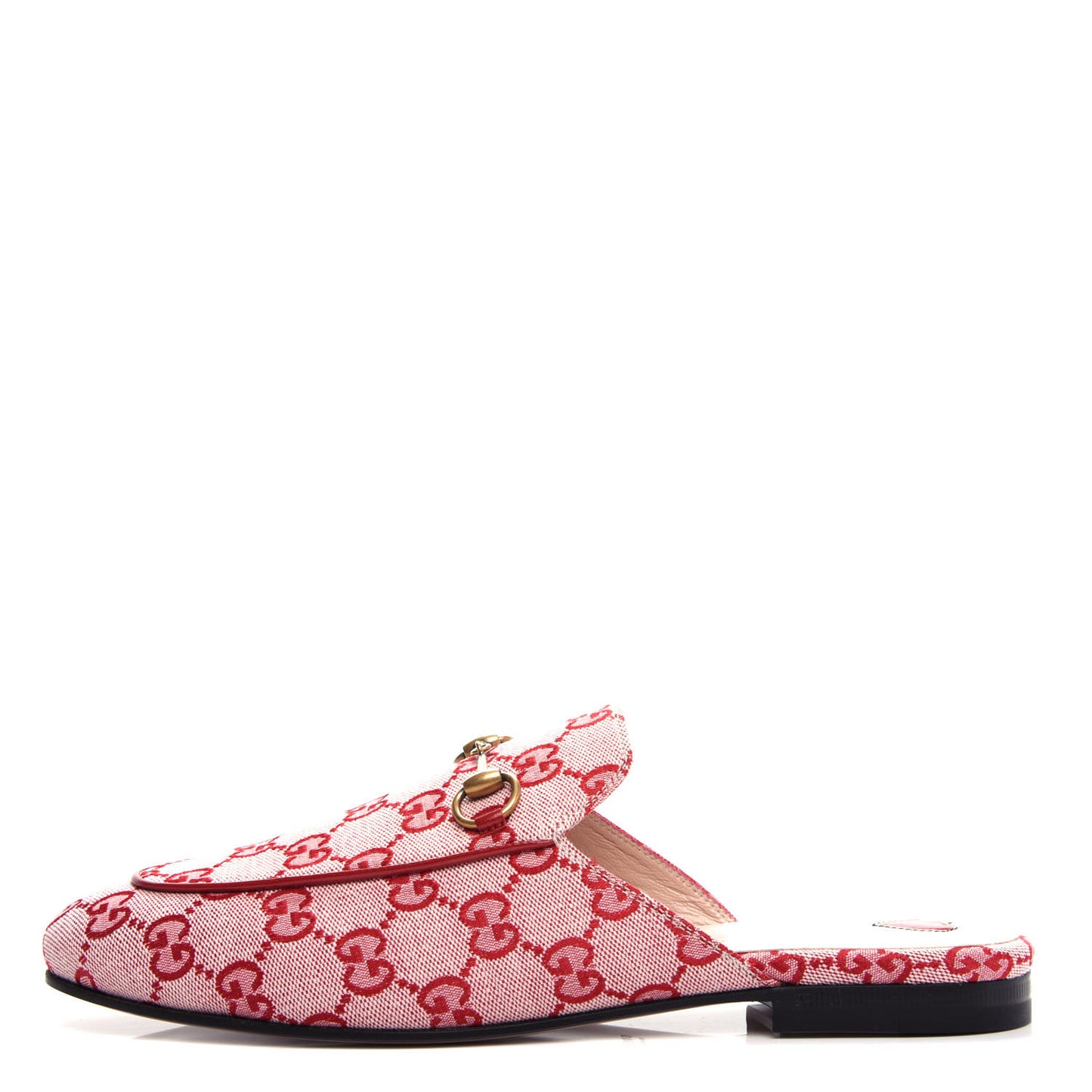 Canvas GG Monogram Horsebit Womens Princetown Slippers 39 Gardenia Hibiscus Red