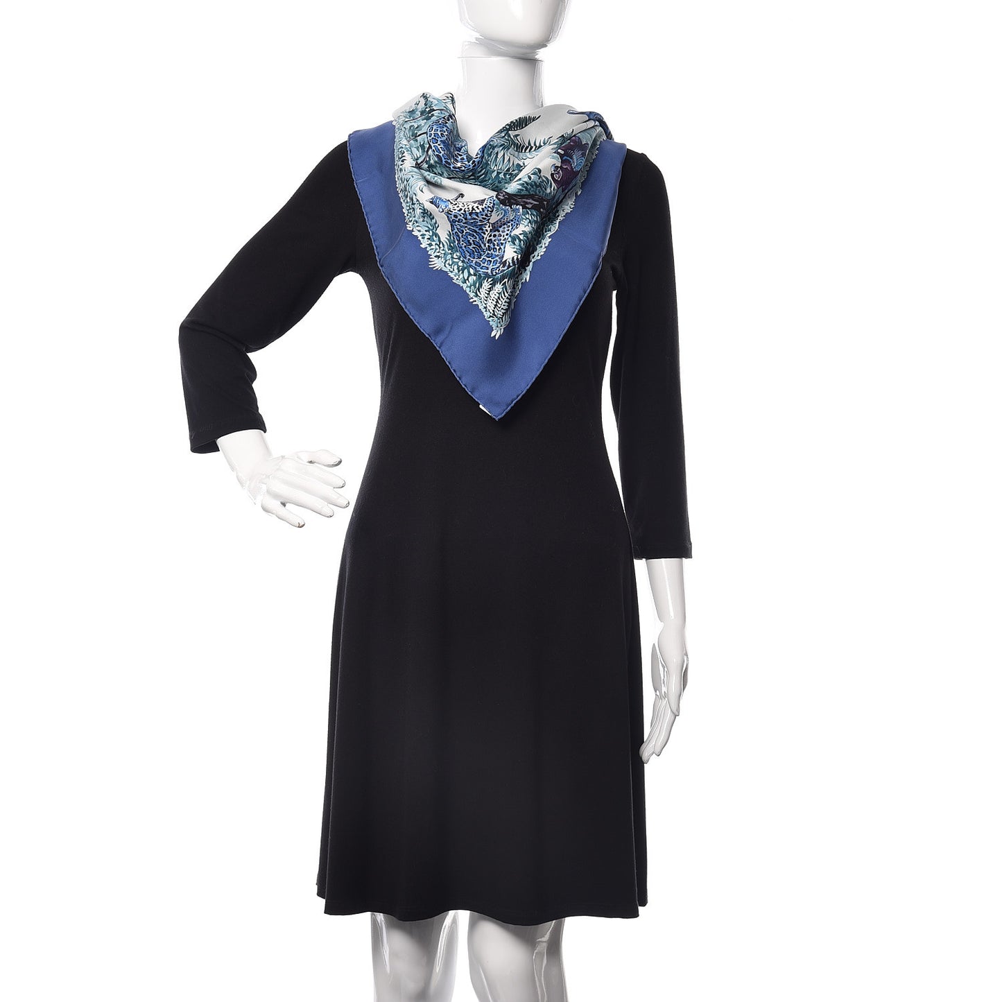 Silk Wash Equateur 90 Scarf Marine Creme Violet
